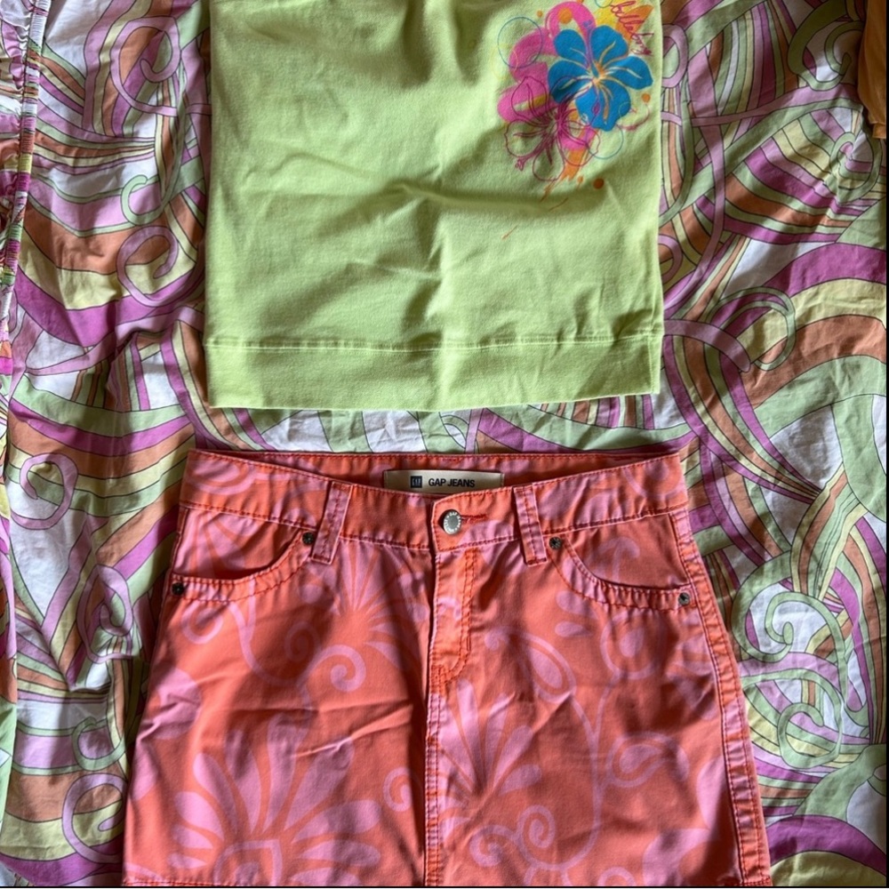 Vintage Gap lowrise tropical hibiscus floral micro skirt size 4